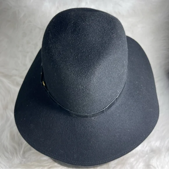 Eric Javits New York Black 100% Wool Wide Brim Fedora Hat Water Repellent L/XL - Picture 5 of 13
